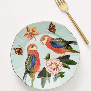 Nathalie Lété Colorful Parrot and Butterfly Plate
